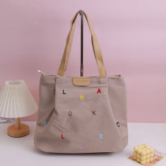 Embroidered Women's Shoulder Bag - Coffee