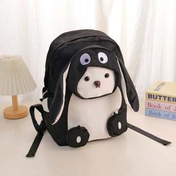 3D Cartoon Kids' Backpack - Black