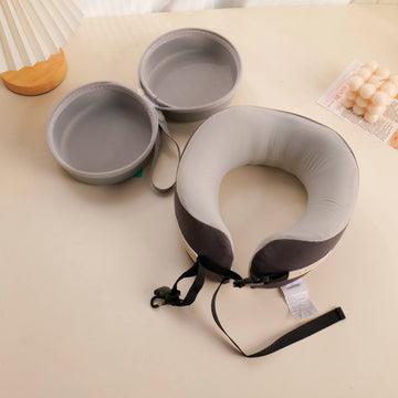 Simple Solid Color U-Shaped Pillow - Dark Gray (with Storage Box)