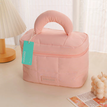 Cloud-Pattern Flip-Top Cosmetic Bag - Pink