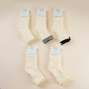 Solid Color Embossed Kids' Mid-Calf Socks XL (3 pairs)