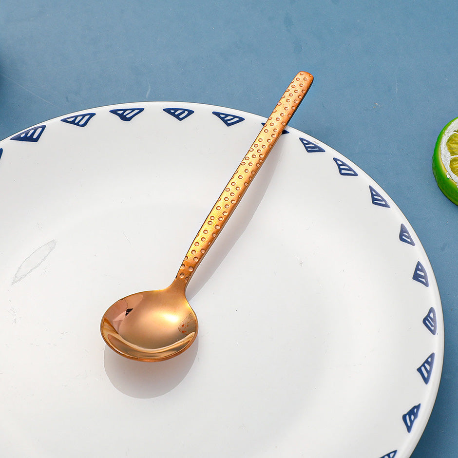 Stainless steel wave point rose gold tea spoon