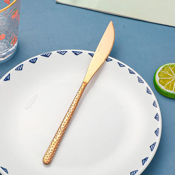 Stainless steel wave point rose gold table knife