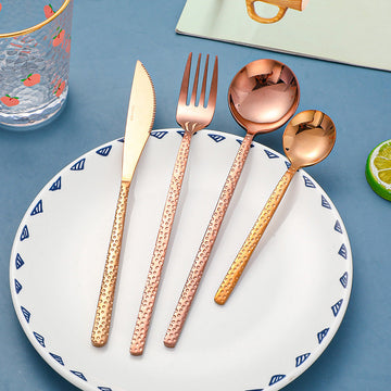 Stainless steel wave point rose gold table spoon