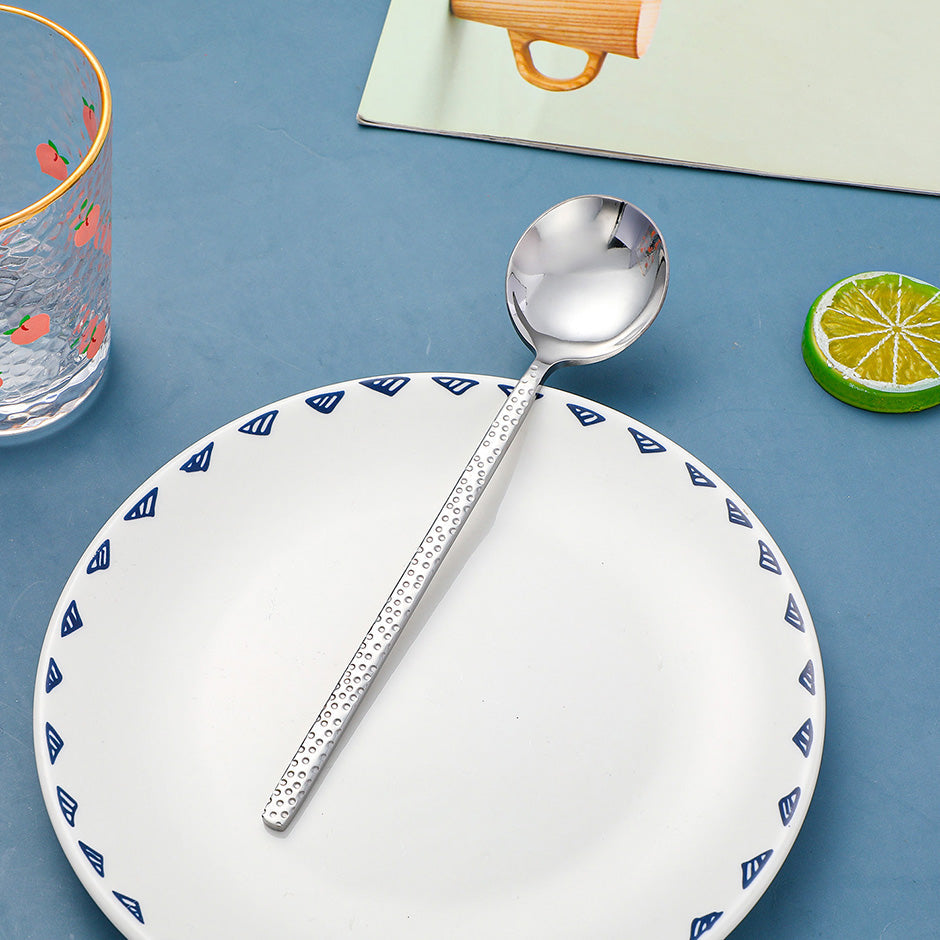 Stainless steel natural color wave point series-table spoon