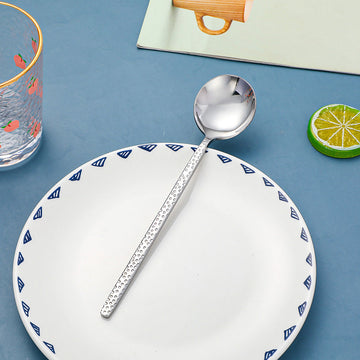 Stainless steel natural color wave point series-table spoon