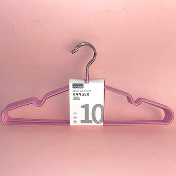Metal dipping non-slip adult hanger-Pack of 10pcs-pink