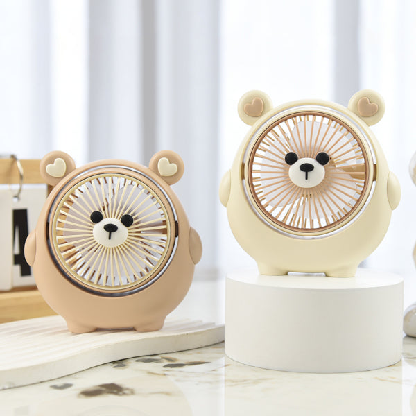 Creamy Bubble Lovely Bear Small Table Fan