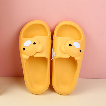 Cute pet bear head yellow women's household slipper size 36-37