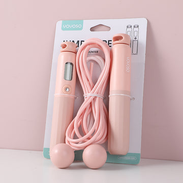 Electronic counting jump rope with dual-use small balls- pink