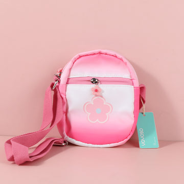 Gradient color flower crossbody bag with zipper-pink