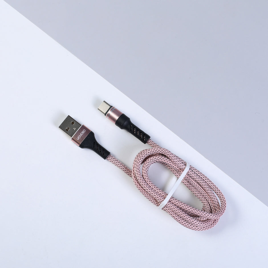 Simple Fabric Weaving Type-C Data Cable-Pink(100Cm)