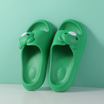 Cute pet bear head green women's household slipper size 36-37