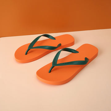 Simple unicolor men's flip flops- orange  41-42