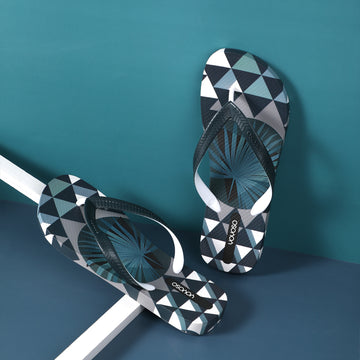 Geometrical triangle printing Mens flip flops Navy 43-44