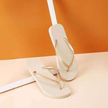 Simple unicolor ladys flip flops  gold 35-36 size