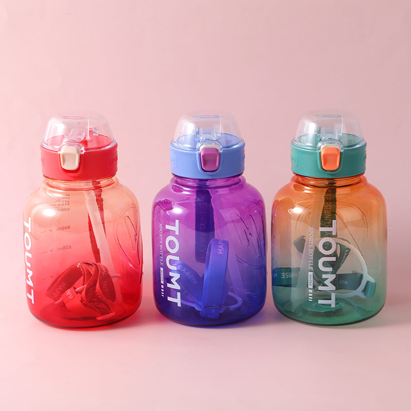 Gradient Color Plastic Cup With Straw-1100Ml