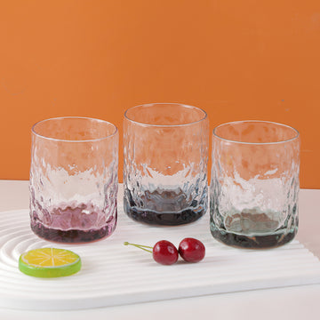 Bottom colored bark texture glass cup-260ml -1pcs