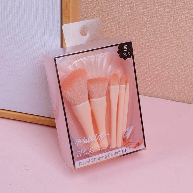 Makeup Series Brush Set 5pcs + Shell Mirror Set