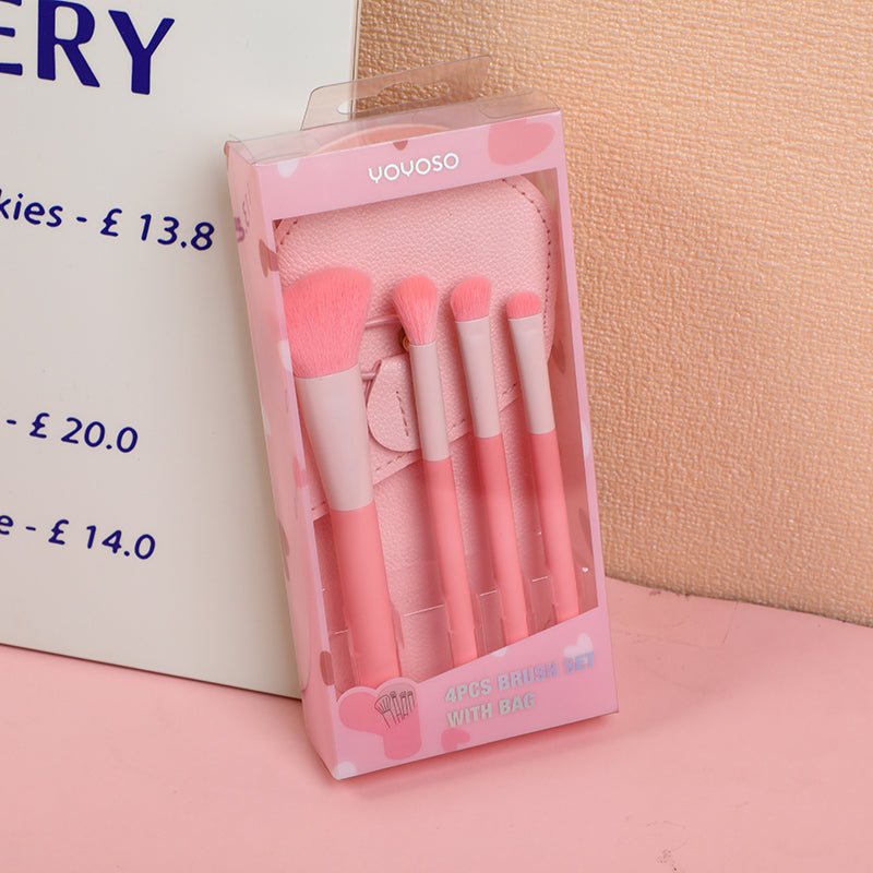 4 baked paints + Love Bag Makeup Brush Set