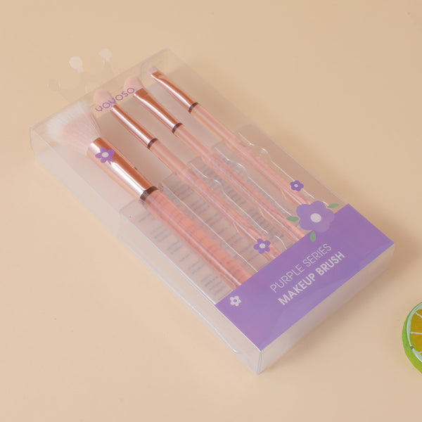 Pink crystal 4pcs cosmetic brush combo set