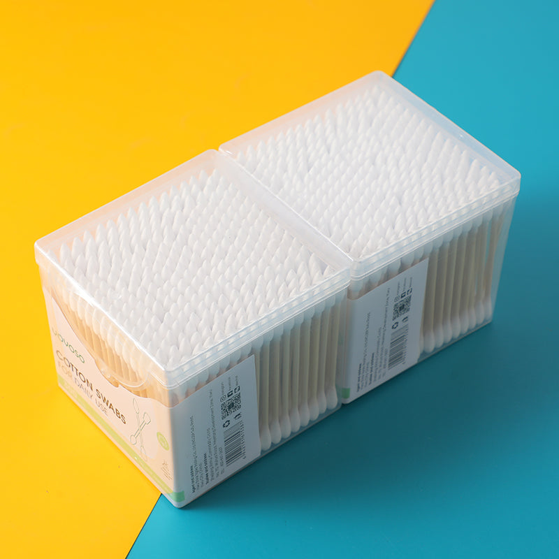 300pcs super value square box bamboo stick cotton swabs(tip and round tip)-2 pac