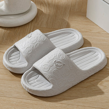 Cartoon pattern men's household slippers grey size 44-45