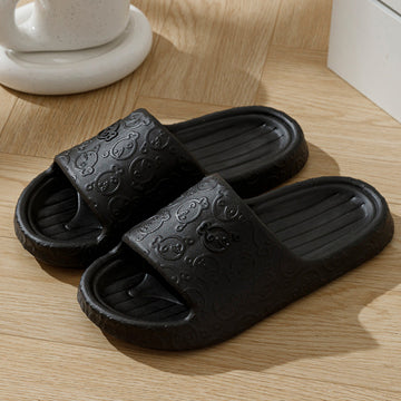 Cartoon pattern men's household slippers black size 42-43