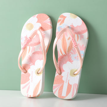 Flower pattern women's flip-flops pink 35-36