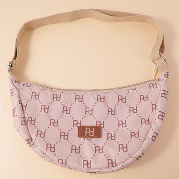 PD logo crossbody bag with zipper-coffee