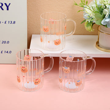 Bear Vertical Mug Straw Glass-400ml