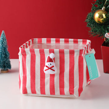 Christmas striped tabletop square box-santa claus and bowtie