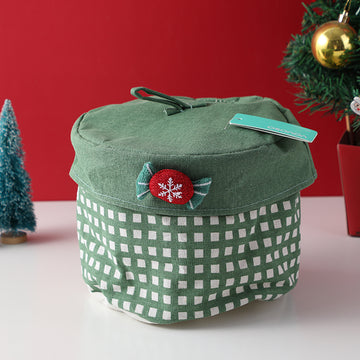 Christmas plaid round bucket with lid