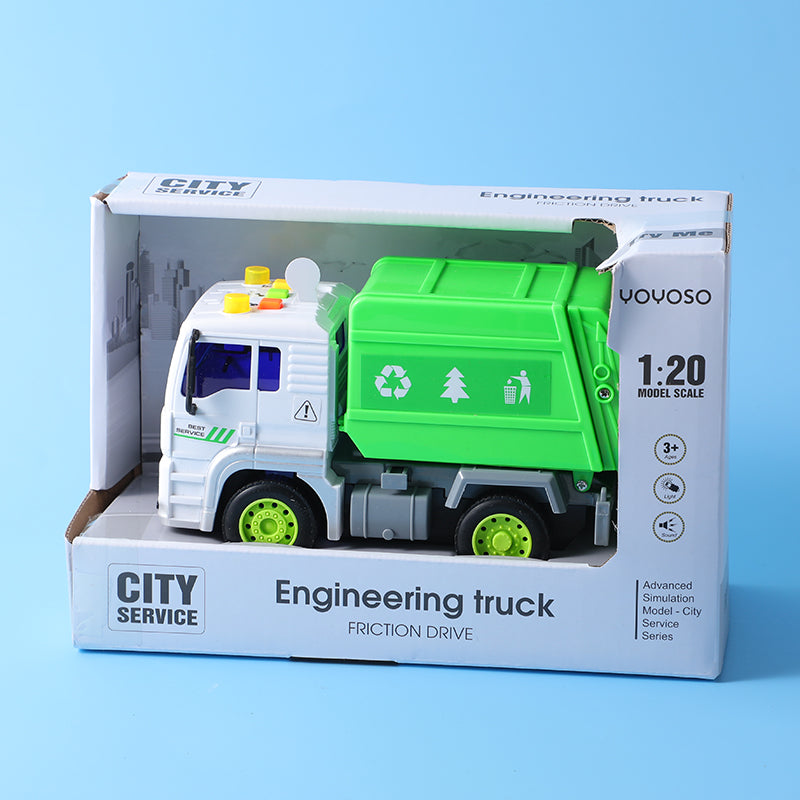 Inertial sanitation truck (with sound and light)-contains 3pcs AG13 battery