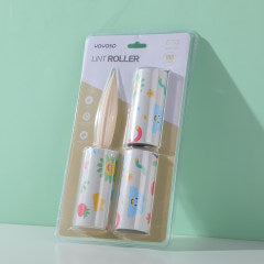 Pink flower straight handle lint roller