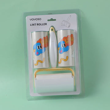 Yellow flower lint roller with cover x3 rolls