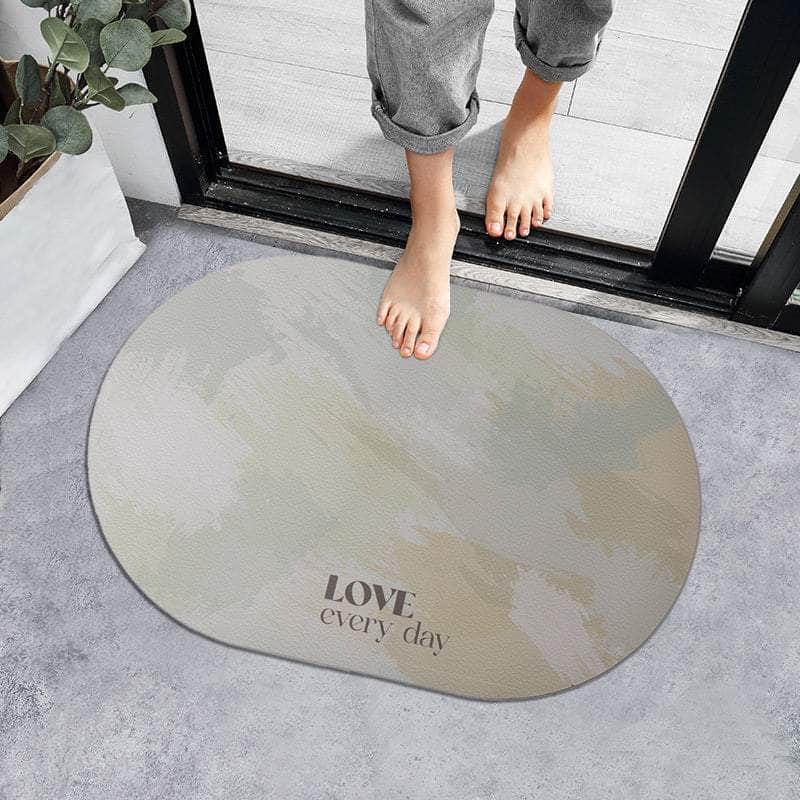 Watercolor Oval Floor Mat-Yellow