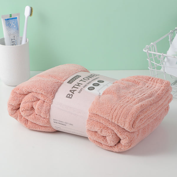 Simple Plain Bath Towel -Light Pink