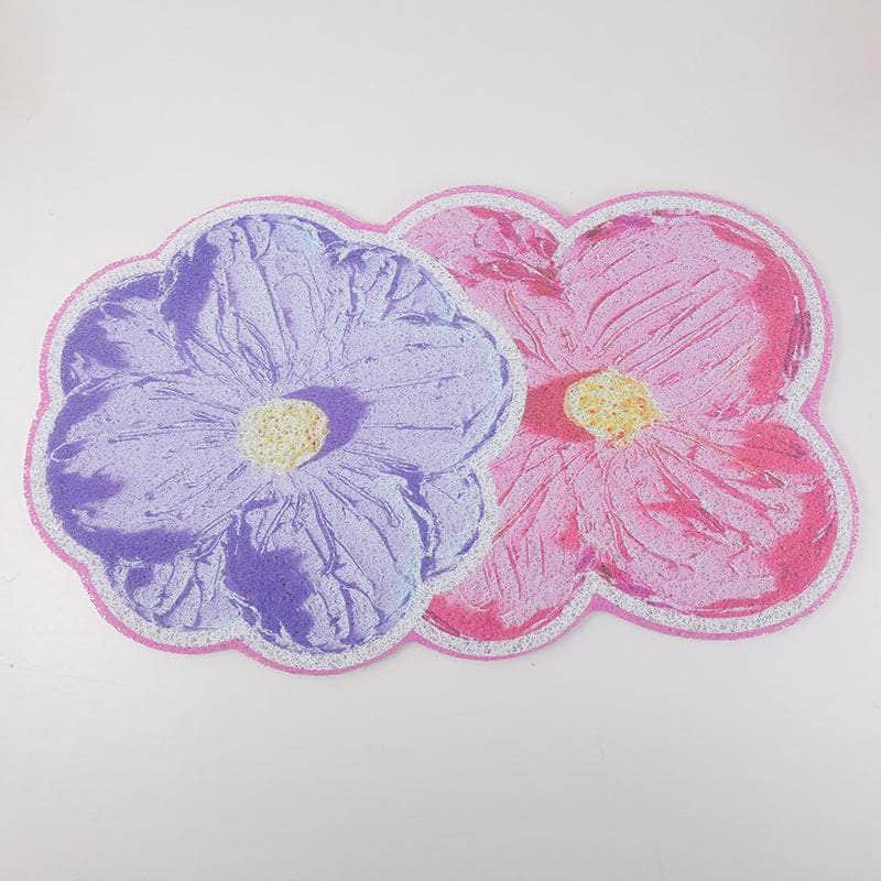 Pink And Purple Floral Mesh Bottom Printed Mat