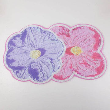 Pink And Purple Floral Mesh Bottom Printed Mat
