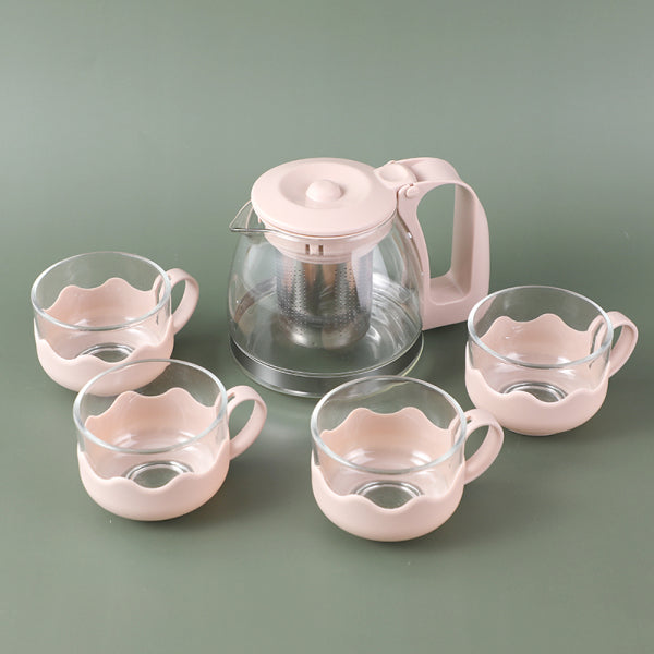 Light Luxury Glass Teapot Set-Pink