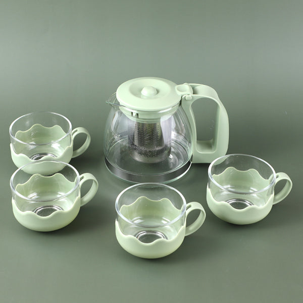Light luxury glass teapot set-green