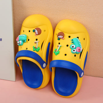 Yellow + royal blue crocodile Children's flip-flops - Size 32-33