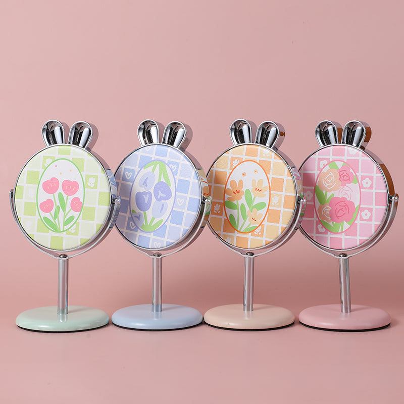 Spring flower romantic series rabbit ears small tabletop mirror