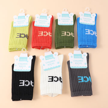 Bright letters children's mid-calf socks size M-two pairs