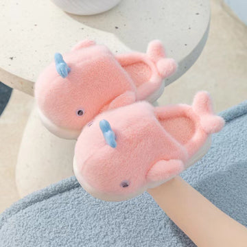 Cute whale children's cotton slippers size 28-29-pink