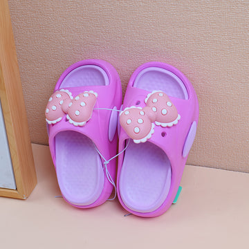 Pink Bow Children's Slippers -Size 28-29