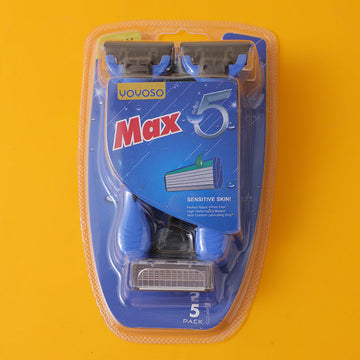 5-Layer Stainless Steel Men'S Razor With Blue Handle (5-Piece Set)