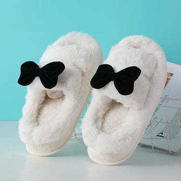 Bowknot women's open-toe slippers white 36-37