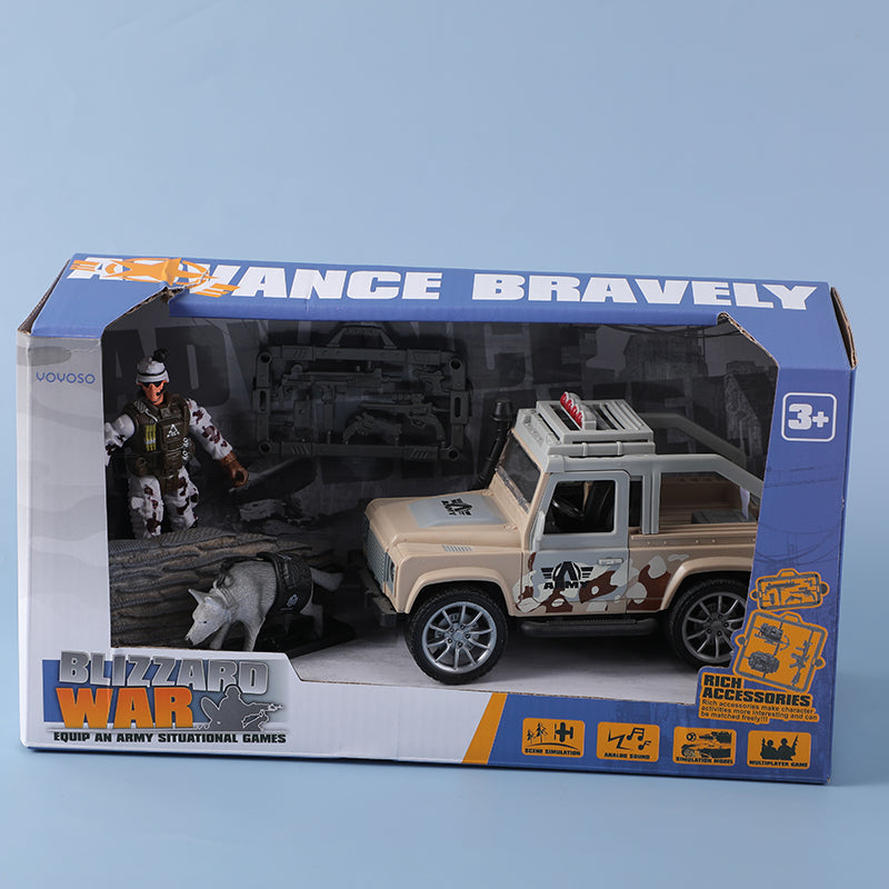 Military toy set inertial vehicle (including 3pcs AG13 button cell)